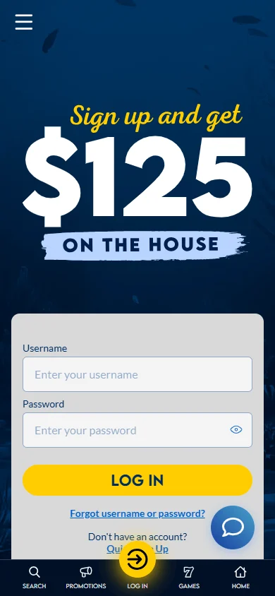 Yabby Casino mobile browser home on a smartphone